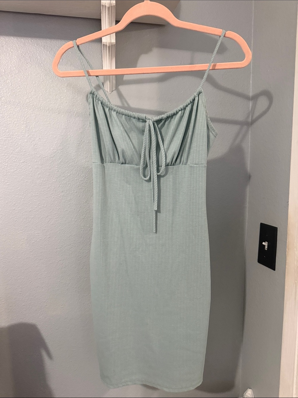 Forever 21 Sage Ribbed Tie-Front Mini Dress